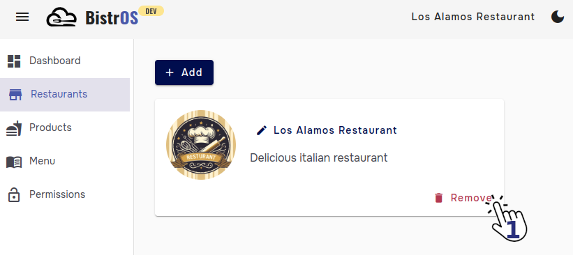 Remove restaurant 1
